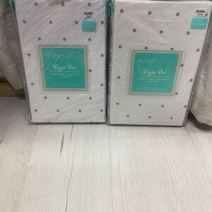 Lizzie Dot White and Gray Polka Dot Valance-Set of 2